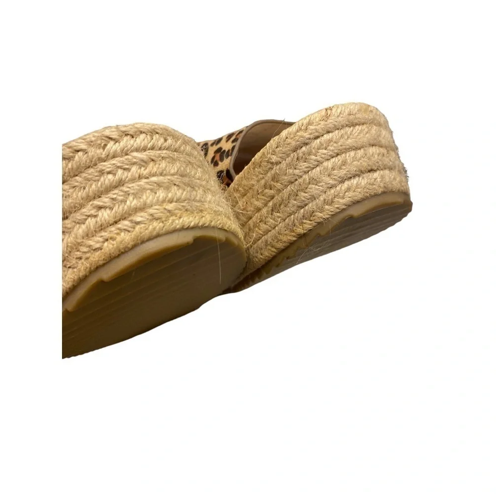 Cool My Shoes Espadrilles Cheetah Band Slides Platform Sandals Size: 9